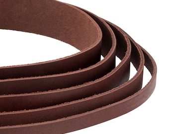 AURORIS 1 m leather strap flat color cognac-brown width selectable: 3/4/5/8/10/15/20/25/30/35/40 mm