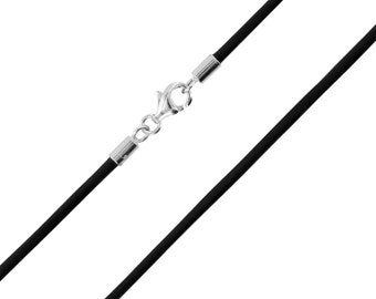 AURORIS leather chain 2 mm with lobster clasp made of 925 sterling silver