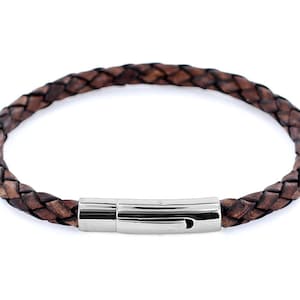 Bracelet AURORIS en cuir véritable tressé 5 mm avec fermoir à levier en acier inoxydable, couleur au choix image 2
