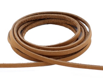 AURORIS - bracelet en cuir plat 3 mm en cuir nubuck marron clair longueur (1 m/3 m/5 m) au choix