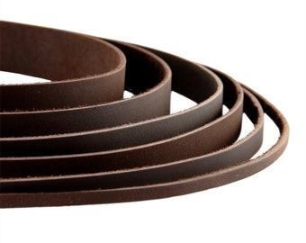 Esnado Correa De Piel Plana | Ancho: 15 Mm; Grosor: Aprox. 2,5 Mm - Marrón Antiguo - 2 Metros | Cuero Genuino - Curtido Vegetal | Para Manualidades | Fabricación De Pulseras, Joyas Medievales