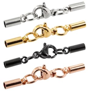 Può includere: Quattro chiusure metalliche di diversi colori con tappi terminali per la creazione di gioielli. Le chiusure sono argentate, dorate, nere e oro rosa.