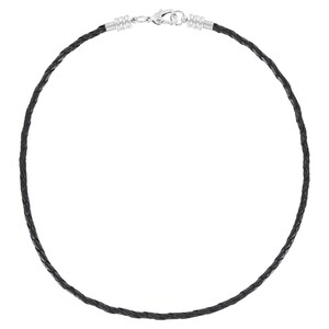 Auroris Echtleder Kette geflochten 3mm schwarz mit schraubbarem Karabinerverschluss aus Edelstahl Länge wählbar Bild 2