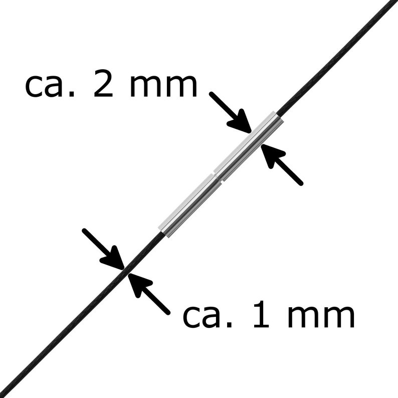 Chaîne extra fine AURORIS en simili cuir noir 1 mm avec fermoir tunnel en acier inoxydable Longueur sélectionnable image 6