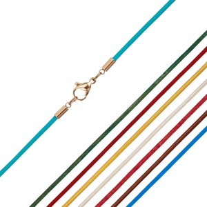 Collana AURORIS in vera pelle colorata con chiusura a moschettone in acciaio inossidabile rosa, 11 colori diversi tra cui scegliere, spessore 2 mm immagine 1