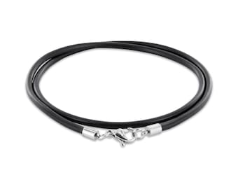 AURORIS necklace - black rubber strap, thickness 3 mm, with 304 stainless steel lobster clasp