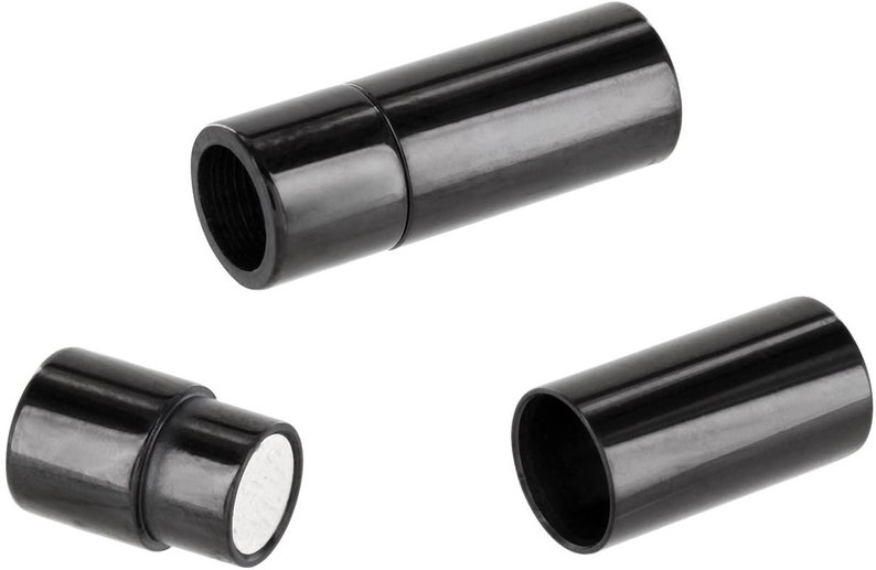 AURORIS zylinderförmiger Magnetverschluss aus Edelstahl Farbe silber oder schwarz und Innendurchmesser 4mm oder 5mm wählbar Preto