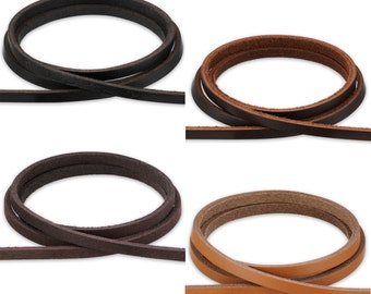 Auroris - leather strap flat 5 x 3 mm made of cowhide Color (black/brown/anthracite brown/light brown/natural) Length (1 m/3 m/5 m) selectable