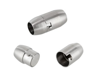 AURORIS - fermoir à baïonnette magnétique ovale en acier inoxydable aspect mat - trou 6 mm, quantité au choix