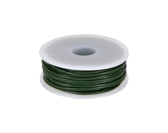 0.59 EUR/meter AURORIS 10 m roll of leather cord, round 1 mm, green