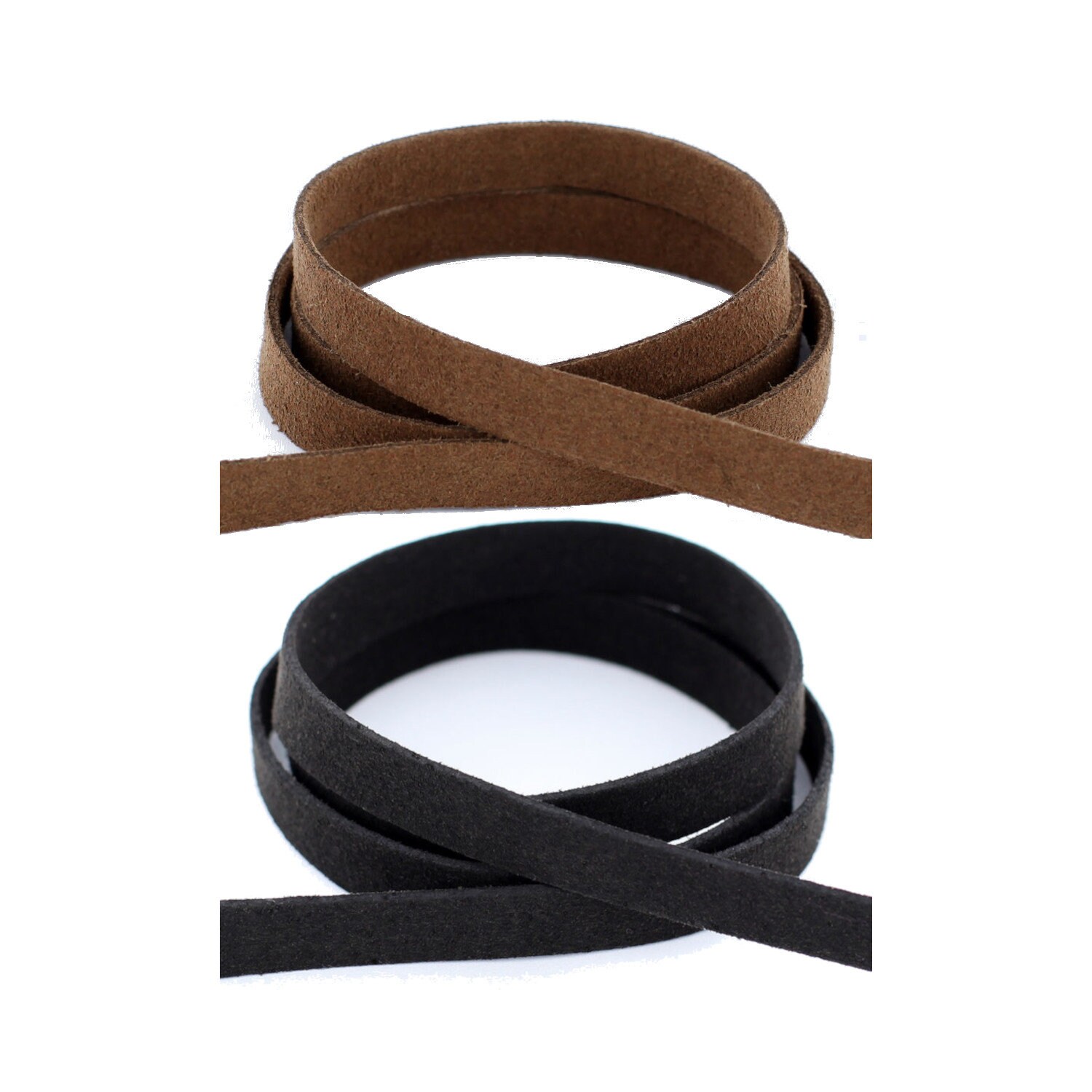 AURORIS 10 x 1.5 mm soft, flat ribbon made of imitation suede Color (brown or black) and length (1 m, 3 m, 5 m or 10 m in one piece) selectable