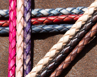 AURORIS 1 m premium leather strap braided pure vegetable tanned cowhide color and diameter selectable