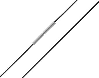 AURORIS extra dunne ketting van imitatieleer zwart 1 mm met tunneldraaisluiting van roestvrij staal lengte selecteerbaar