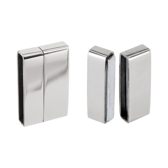 AURORIS Edelstahl Magnetverschluss flach Loch 20x3mm, 30x3mm oder 40x3mm wählbar zum Kleben, rostfrei, hochwertig