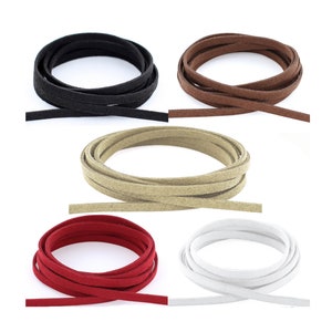 AURORIS 5 x 1,5 mm zachte, platte band van imitatiesuède Kleur en lengte selecteerbaar