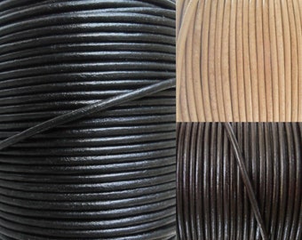 AURORIS Rouleau de 10 mètres de bracelet en cuir rond en cuir véritable de vachette tanné végétal couleur et diamètre au choix