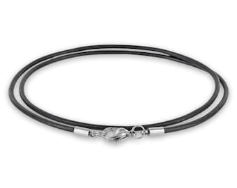 AURORIS leather chain 2 mm with stainless steel snap fastener