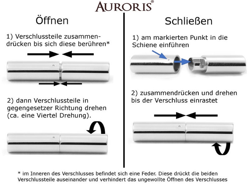 AURORIS Echtleder Kette mit Tunnel-Drehverschluss aus Edelstahl, Dicke / Länge / Farbe wählbar Bild 4