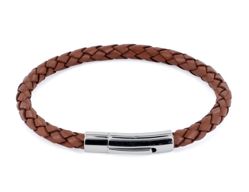 Bracelet AURORIS en cuir véritable tressé 5 mm avec fermoir à levier en acier inoxydable, couleur au choix image 6