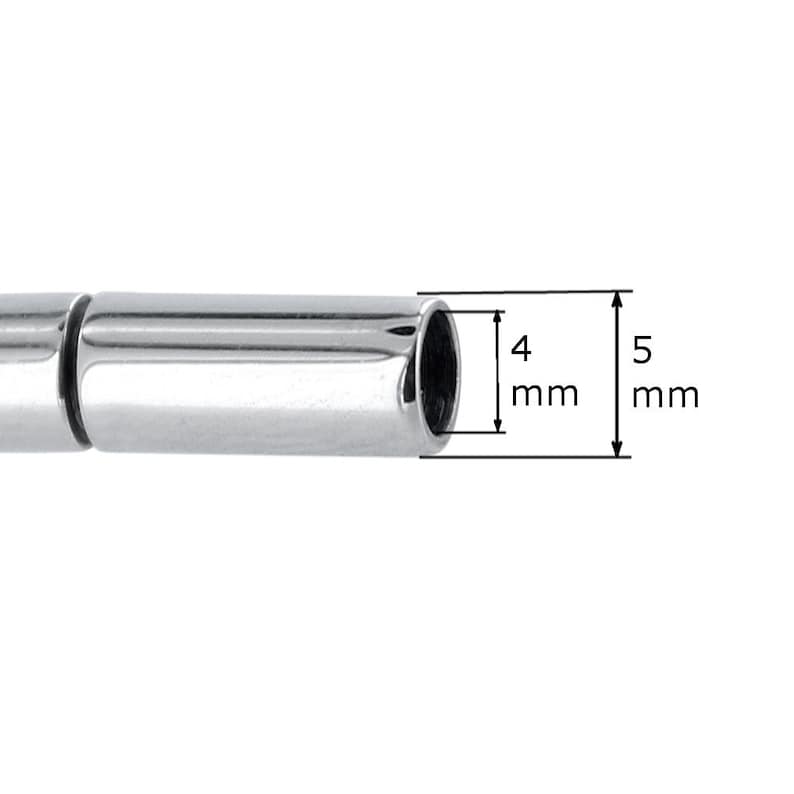 May include: A silver metal tube with a diameter of 4 mm and a length of 5 mm.