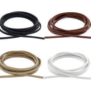 AURORIS 3 x 1,5 mm zachte, platte band van imitatiesuède Kleur en lengte selecteerbaar
