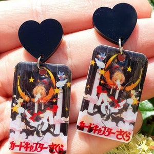 SAKURA CARDCAPTOR stainless steel earrings, with witch design, Japanese animation, manga, kawaii, comic, gothic lolita, hypoallergenic
