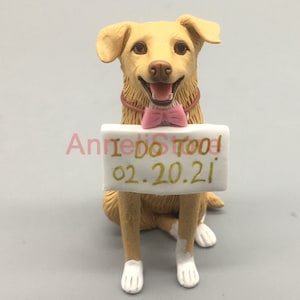 Personalized Dog Cake Topper: Custom Pet Wedding Anniversary Figurine