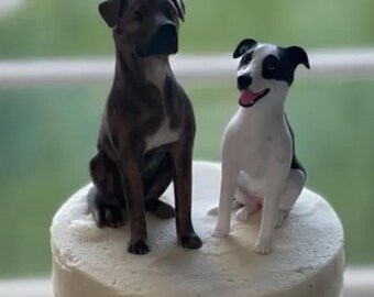 Personalized Pet Wedding Cake Topper: Custom Dog & Cat Figurine