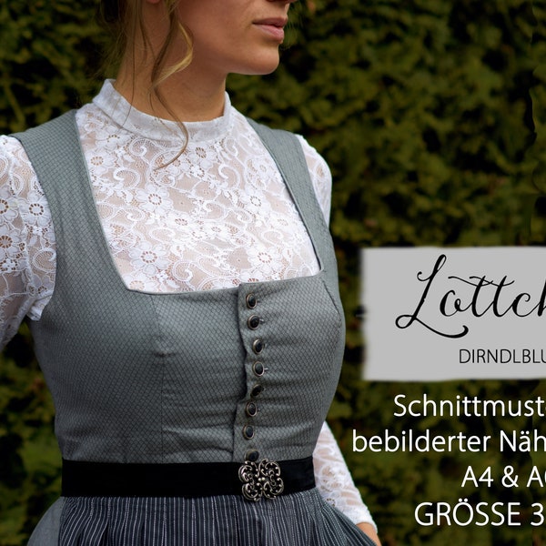 Dirndl blouse Lottchen / Digital sewing pattern size. 34-44