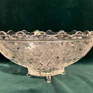 Hand cut etched Crystal footed fruit bowl