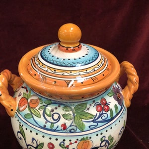 Tabletops Unlimited &quot;Villa Paradiso&quot; handle canister or jar with lid