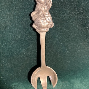 Pewter Serving Fork with Rabbit on Handle