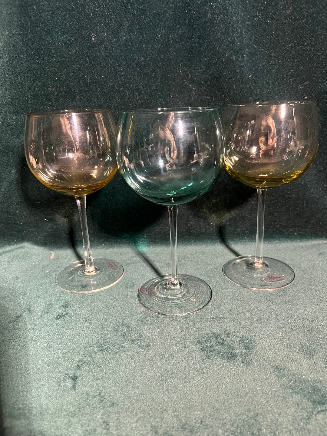Vintage Spectrum Hand Blown Crystal Colored Wine Glasses Etsy UK