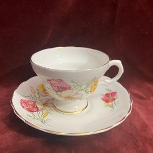 Tea Cup and Saucer Set Bone China by Claire Made in England
