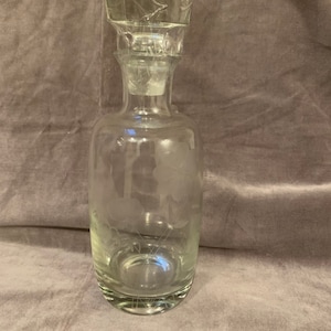 Vintage Decanter with Etched Floral Pattern
