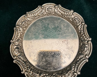 Vintage Ornate Metal Serving Platter