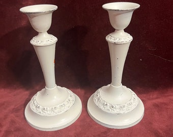 Pair of Candlestick Holders Shabby Chic