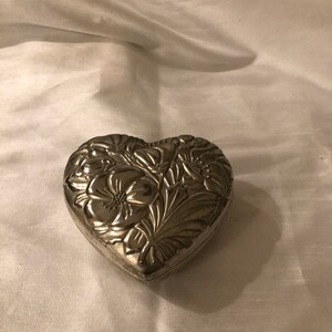 International Silver Company heart jewelry box with red lining