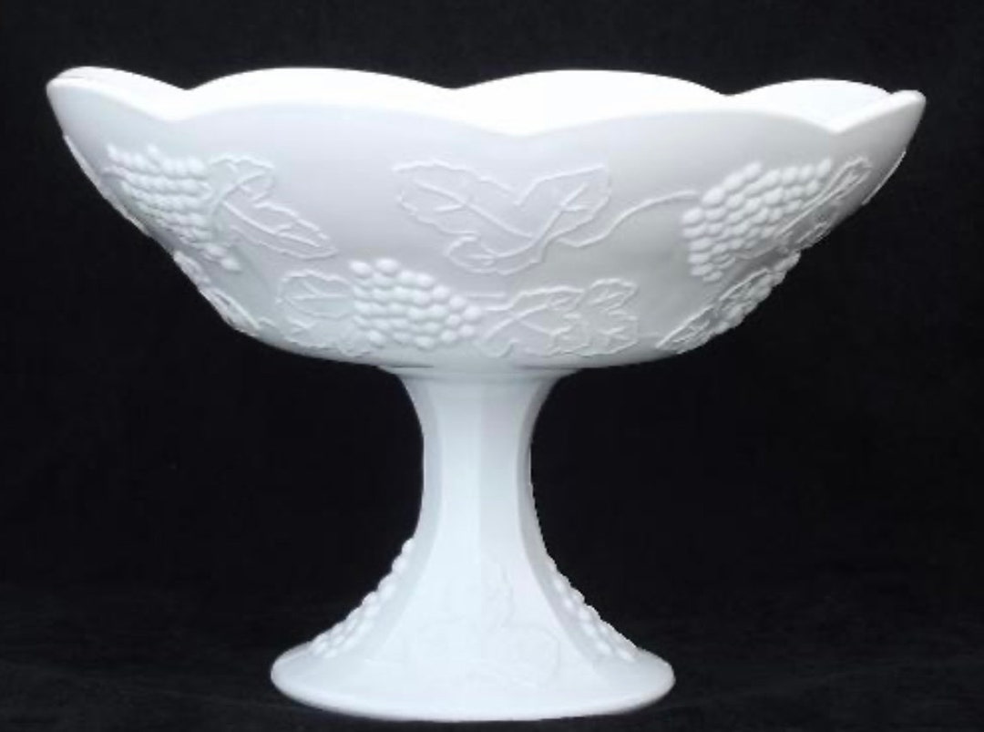 Vintage Milk Glass Compote Bowl Etsy