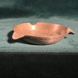 Vintage etched brass ashtray