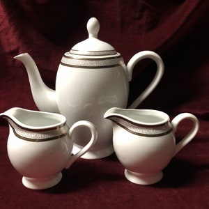 GNA Fine Porcelain Coffee Pot, Creamer and Covered Sugar Bowl Set