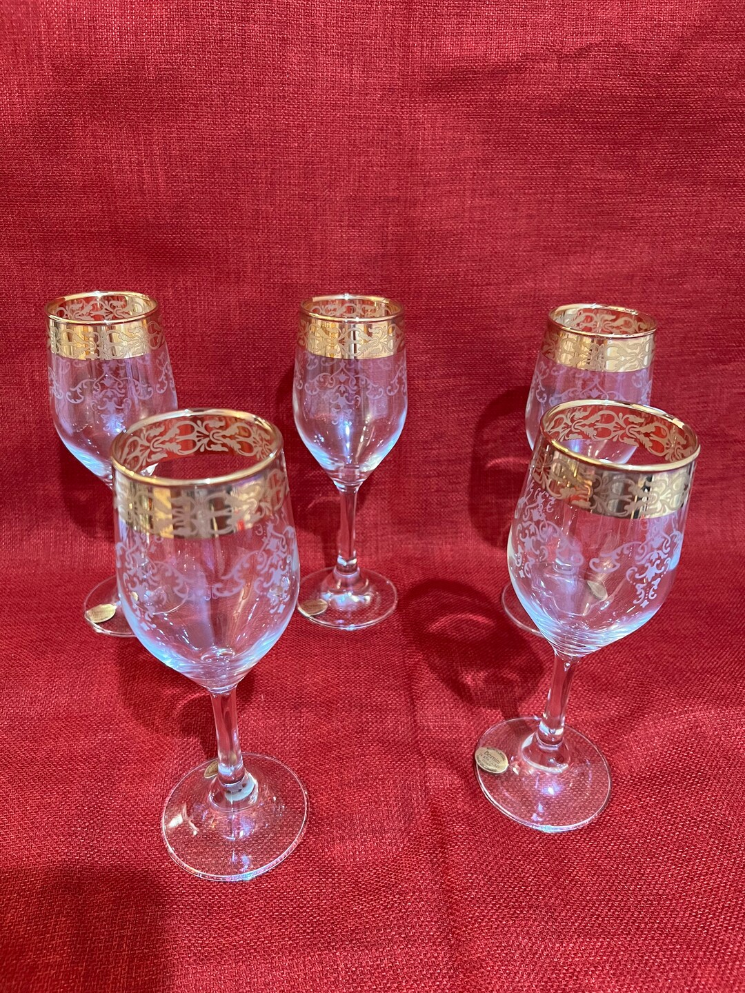 Bernini Crystal Stemware Wine Glasses Set of 5 Etsy