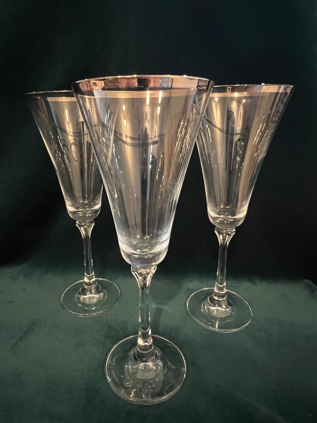 Silver Rim Wine Glasses Set of 3 - Etsy