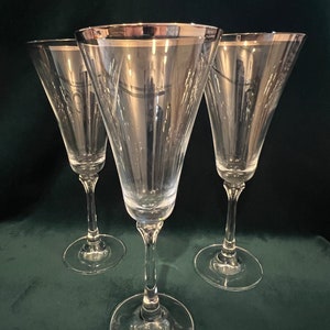 Silver rim wine glasses set of 3