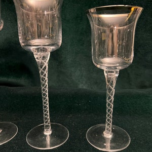 Vintage Crystal Silver Rim Air Twist Stem Candleholders