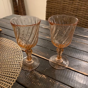 Luminarc Arcoroc Rosaline Pink Swirl Glass Wine Glasses