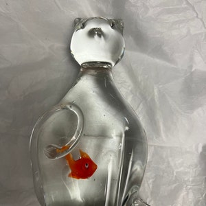 Murano glass cat with gold fish in its belly