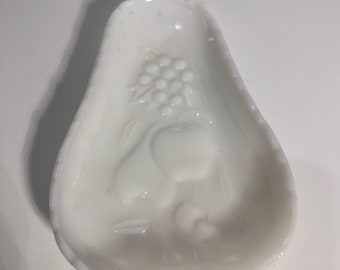 Milk glass pear shaped dish