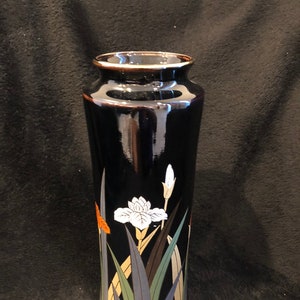 Otagiri Black Iris and gold gilt vase