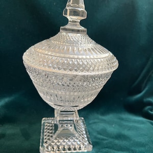 Vintage pedestal candy dish with lid